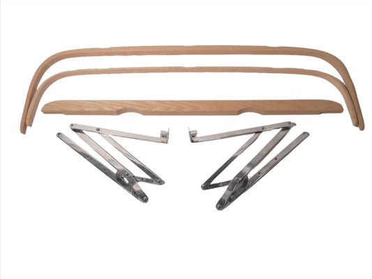 1928-29 Ford Stainless Steel Stock Height Roadster Pickup Top Irons, Wood Bows & Mounting Kit